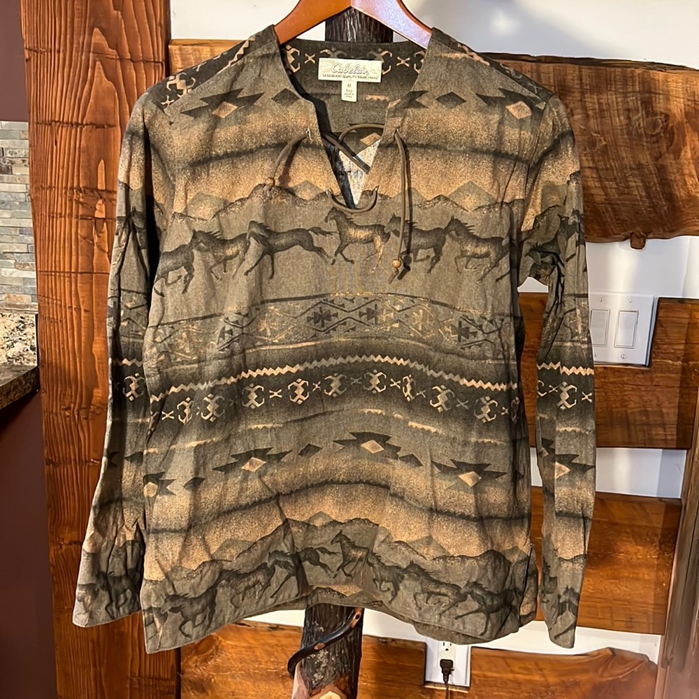 Cabela’s Western Horse Soft Brushed Cotton Long Sleeve Shirt